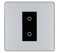 BG Nexus Screwless Polished Chrome Single Secondary (Slave) Touch Dimmer Switch - Black Insert