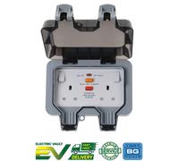 BG Nexus Storm 2G Twin WP22RCD IP66 Weatherproof Outdoor Switched Socket 13A