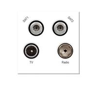BG Nexus White EMTVFMSAT2W Quadplexed SAT1/ SAT2/ TV/FM DAB Outlet Euro Module