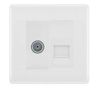BG Nexus White Moulded TV Aerial and Master Telephone Outlet - White Insert