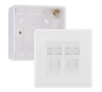 BG Nexus White RJ45 CAT6 Module with 2 Gang Faceplate, 2 Port Network Socket & 32mm Back Box (White Insert)