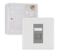 BG Nexus White RJ45 CAT6 Module with Single Faceplate, 1 Port Network Socket & 32mm Back Box (Grey Insert)