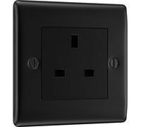 BG NFB23B Nexus Metal 1G 13A Unswitched Socket - Black Insert - Matt Black + Black Rocker