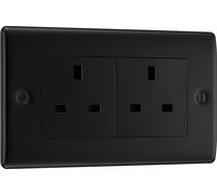 BG NFB24B Nexus Metal 2G 13A Unswitched Socket - Black Insert - Matt Black + Black Rocker