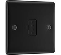BG Electrical Unswitched Fused Spur Connection Unit, Double Pole, Raised and Slim Profile, Round Edges, Nexus Metal, Matt Black, 13A, NFB54
