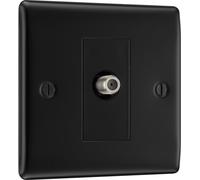 BG NFB64 Nexus Metal 1 Gang Satellite Socket - Matt Black + Black Rocker