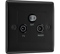 BG NFB67 Nexus Metal Triplex TV/FM/Sat Socket - Black Insert - Matt Black + Black Rocker