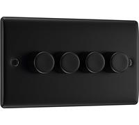 BG NFB84 Nexus Metal 2-Way Quad Trailing Edge Dimmer Push On/Off - Matt Black + Black Knobs