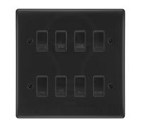BG NFB8GA Matt Black 8 Gang Engraved Custom Labelled Appliance Grid Switch