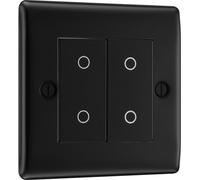 BG NFBTDM2B-K Nexus Metal 2-Way Master 200W Double Touch Dimmer Switch - Matt Black (Black)