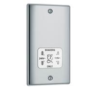 BG NPC20W Nexus Metal Dual Voltage Shaver Socket - White Insert - Polished Chrome