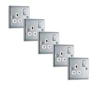 BG NPC21Wx5 Nexus Metal Single Socket 13A - White Insert - Polished Chrome (5 Pack)