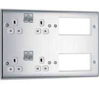 BG NPC222EM8W Nexus Metal 2x 2G Socket 13A + 2x 4 Module Aperture - White Insert - Polished Chrome