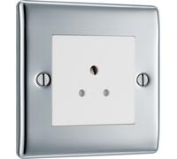 BG NPC28W Nexus Metal Unswitched Round Pin Socket 2A - White Insert - Polished Chrome