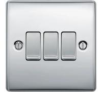 BG NPC43 Nexus Metal | Polished Chrome | 3 Gang 20A 16AX 2 Way Plate Switch