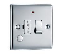 Nexus Metal Polished Chrome Switched 13A Fused Connection Unit With Power Indicator And Cable Outlet NPC53-01