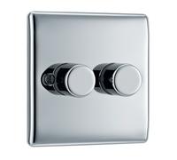 BG NPC82 Nexus Metal 2-Way Double Trailing Edge Dimmer Push On/Off - Polished Chrome