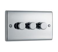 Nexus Metal Polished Chrome Triple Intelligent Led Dimmer Switch 2-Way Push On/Off NPC83-01