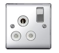 BG NPC99W Nexus Metal 15A Switched Socket - White Insert - Polished Chrome