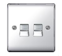 BG NPCBTS2 Nexus Metal Double Slave Telephone Socket - Polished Chrome
