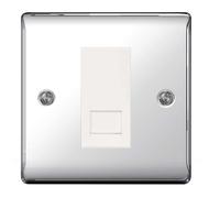 Nexus Metal Polished Chrome Single Rj11 Telephone Socket NPCRJ111-01