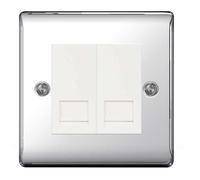 BG NPCRJ112 Nexus Metal RJ11 Double Data Outlet Socket - Polished Chrome