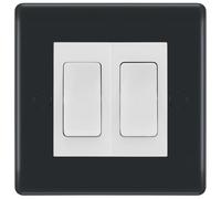 BG Part M 2 Gang Light Switch 1x 2 Way and 1x Intermediate Graphite - White Insert