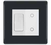 BG Part M 2 Gang Switch 2 Way + Master Touch Dimmer Graphite - White
