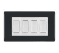 BG Part M 4 Gang Light Switch 1x Intermediate and 3x 2 Way Graphite - White