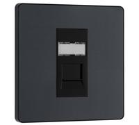 BG PCDMGRJ451B Matt Grey Evolve RJ45 Cat6 Data Outlet - Black Insert
