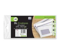 BG Peel & Seal White Window Envelopes, DL Size, 110x220mm, 80gsm, Pack of 40