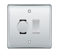 BG Polished Chrome 2 Gang Grid Switch 1x Trailing Edge LED Dimmer 1x 2 Way