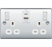 BG polished chrome Double Socket with USB 22W Type A & Type C USB NPC22UAC22W