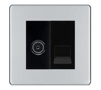 BG Polished Chrome TV Aerial and Master Telephone Outlet Black Insert
