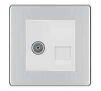 BG Polished Chrome TV Aerial and Master Telephone Outlet White Insert