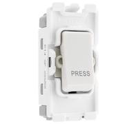 BG R14 Nexus Grid White 20A 20AX 1 Way 1 Pole Retractive PRESS Switch Module