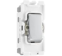 BG RBS14 Nexus Grid 20A SP 1-Way Retractive (PRESS) - Brushed Steel