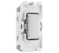 BG RBS14C Nexus Grid 20A SP 2-Way Retractive (PRESS) Centre Off - Brushed Steel
