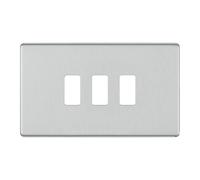 BG RFBS3 Screwless Brushed Steel 3 Gang Front Cover Plate