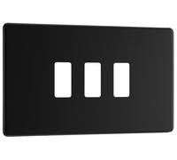 BG RFFB3 Flatplate Screwless 3G Grid Front Plate - Matt Black