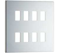 BG RFPC8 Flatplate Screwless 8G Grid Front Plate - Polished Chrome