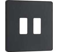 BG RPCDMG2B Evolve Grid Matt Grey 2 Module Square Front Plate - Black Trim