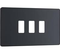 BG RPCDMG3B Evolve Grid Matt Grey 3 Module Rectangular Front Plate - Black Trim