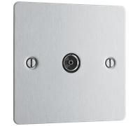 BG SBS60 Flatplate Screwed TV Aerial Socket - Brushed Steel