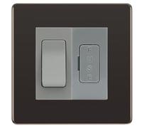 BG Screwless Black Nickel 20A Intermediate Switch with 13A Fused Spur Plate - Grey Insert