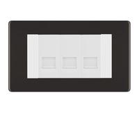 BG Screwless Black Nickel 3 Gang RJ11 Telephone Socket Euro Module - White Insert