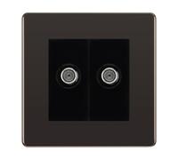 BG Screwless Black Nickel Double Satellite Socket FBN642B
