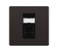 BG Screwless Black Nickel Single 1 Gang RJ45 Data Socket Black Insert FBNRJ451B