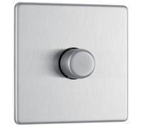Screwless Flatplate Brushed Steel Single Intelligent Led Dimmer Switch 2-Way Push On/Off FBS81-01