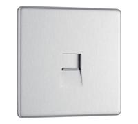 BG Flatplate Screwless Telephone Master 1 Gang Brushed Steel